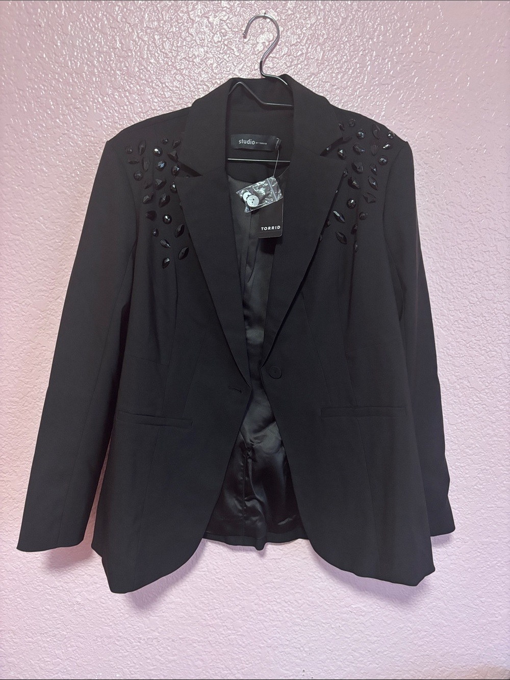 torrid Black Jeweled Shoulder Blazer